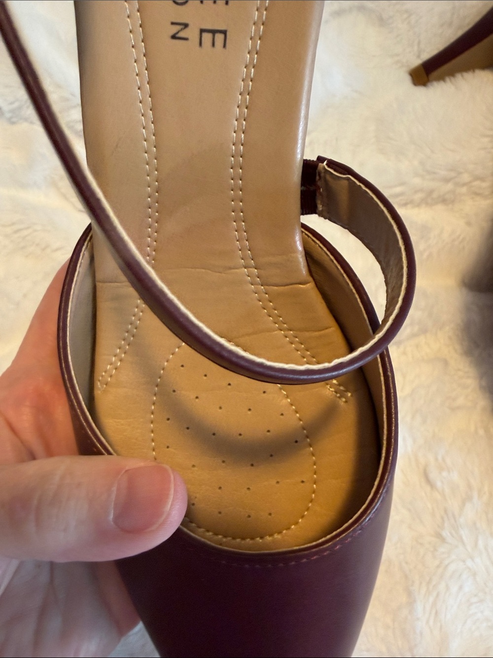 Journee Collection burgundy Pointed Toe Ankle Strap Pumps 10 wide - Picture 5 of 9